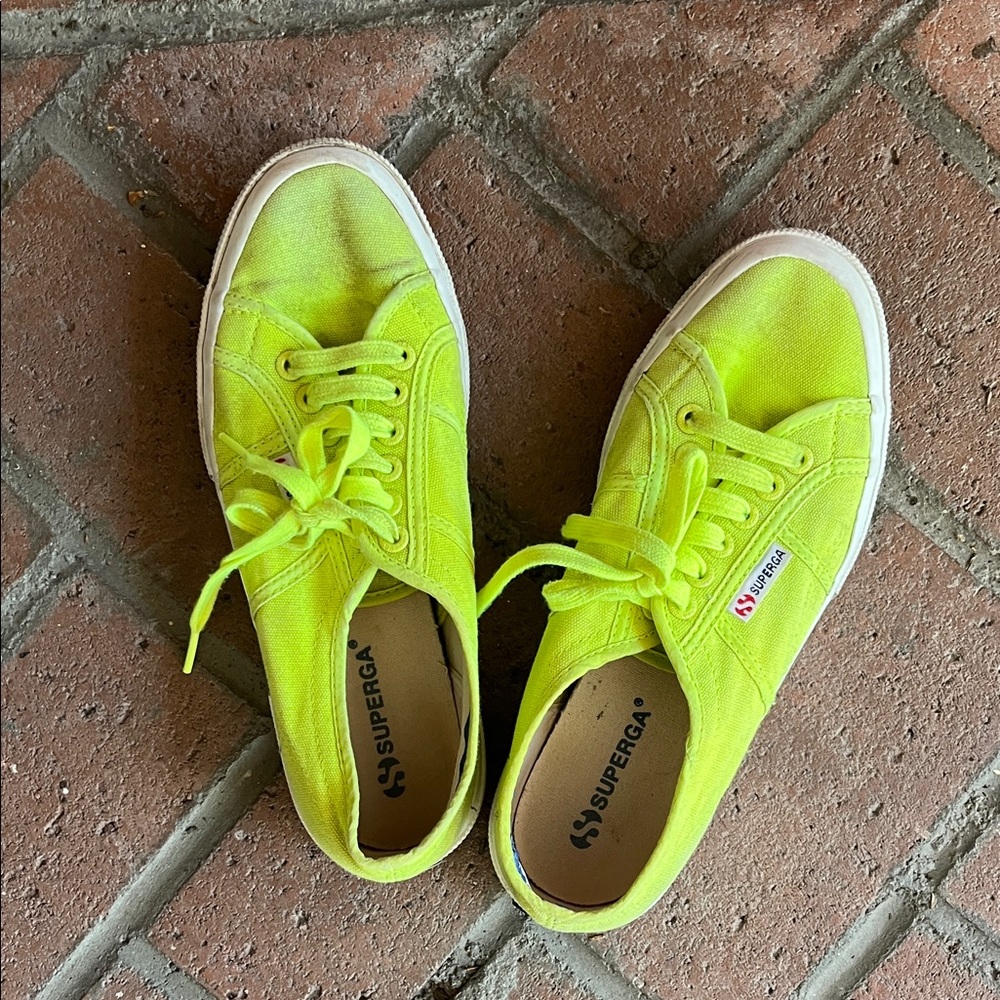 Superga Fluorescent Yellow Canvas Sneakers
